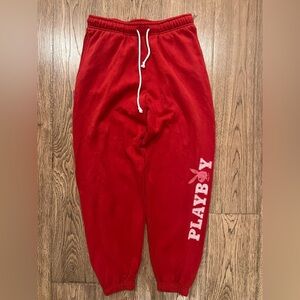 Playboy By Pacsun Womens Jogger Pants Red High Rise Sweatpants M New